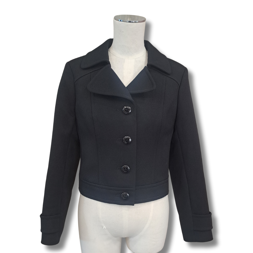 Petite Mademoiselle - Black Crop Jacket - Front View