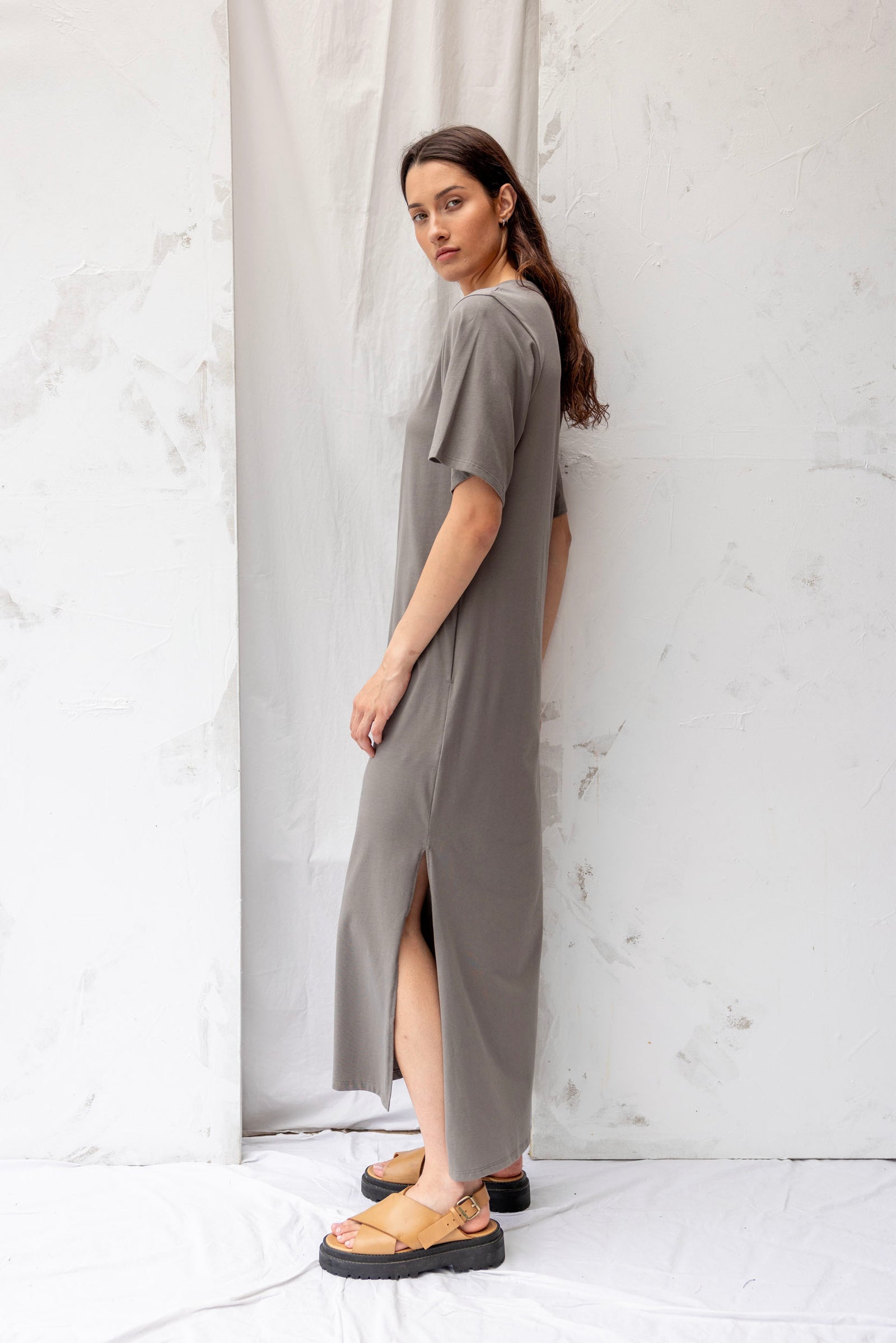 ReCreate-Forage-Dress-Organic-Cotton-Grey-Sage-Side