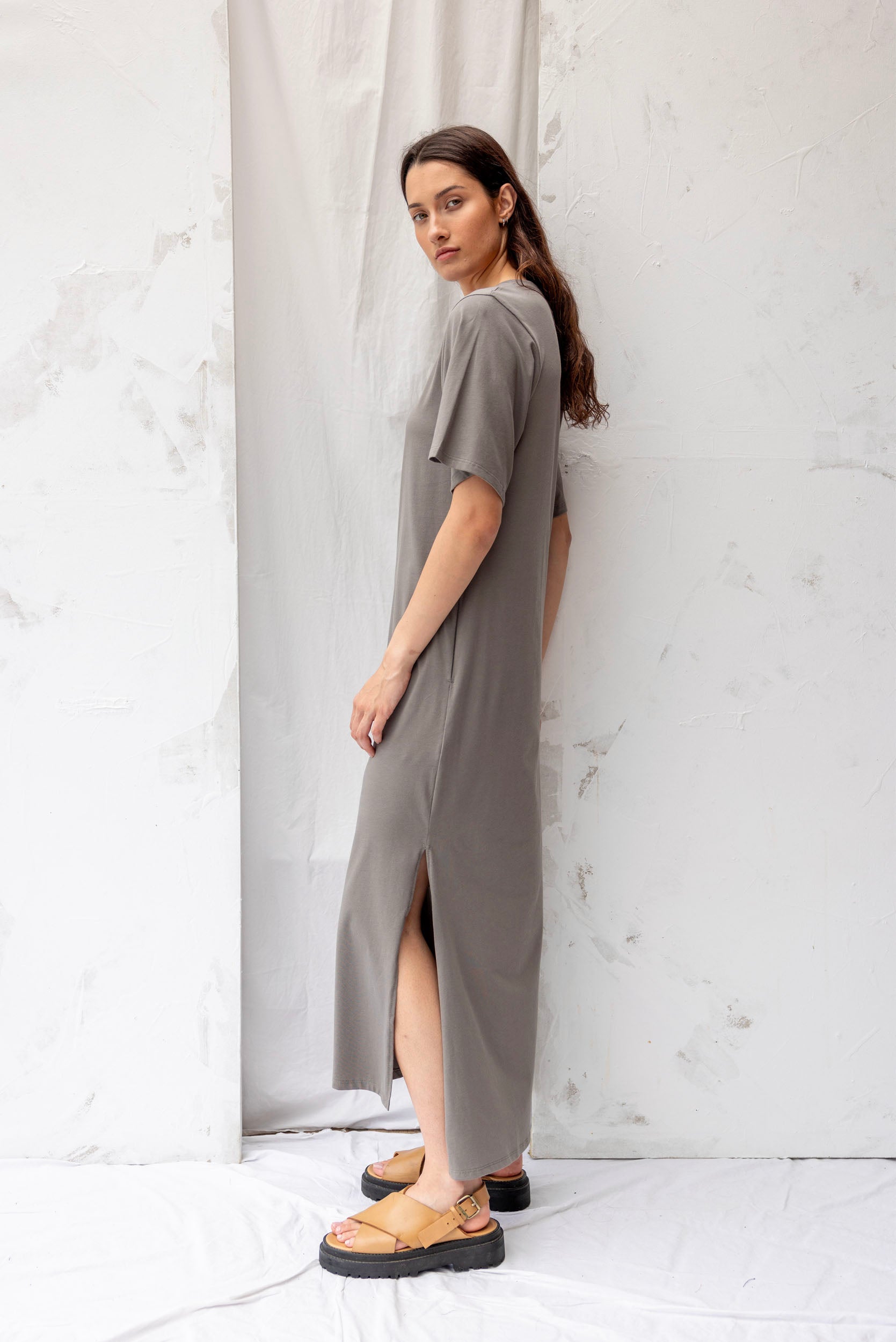 ReCreate-Forage-Dress-Organic-Cotton-Grey-Sage-Side