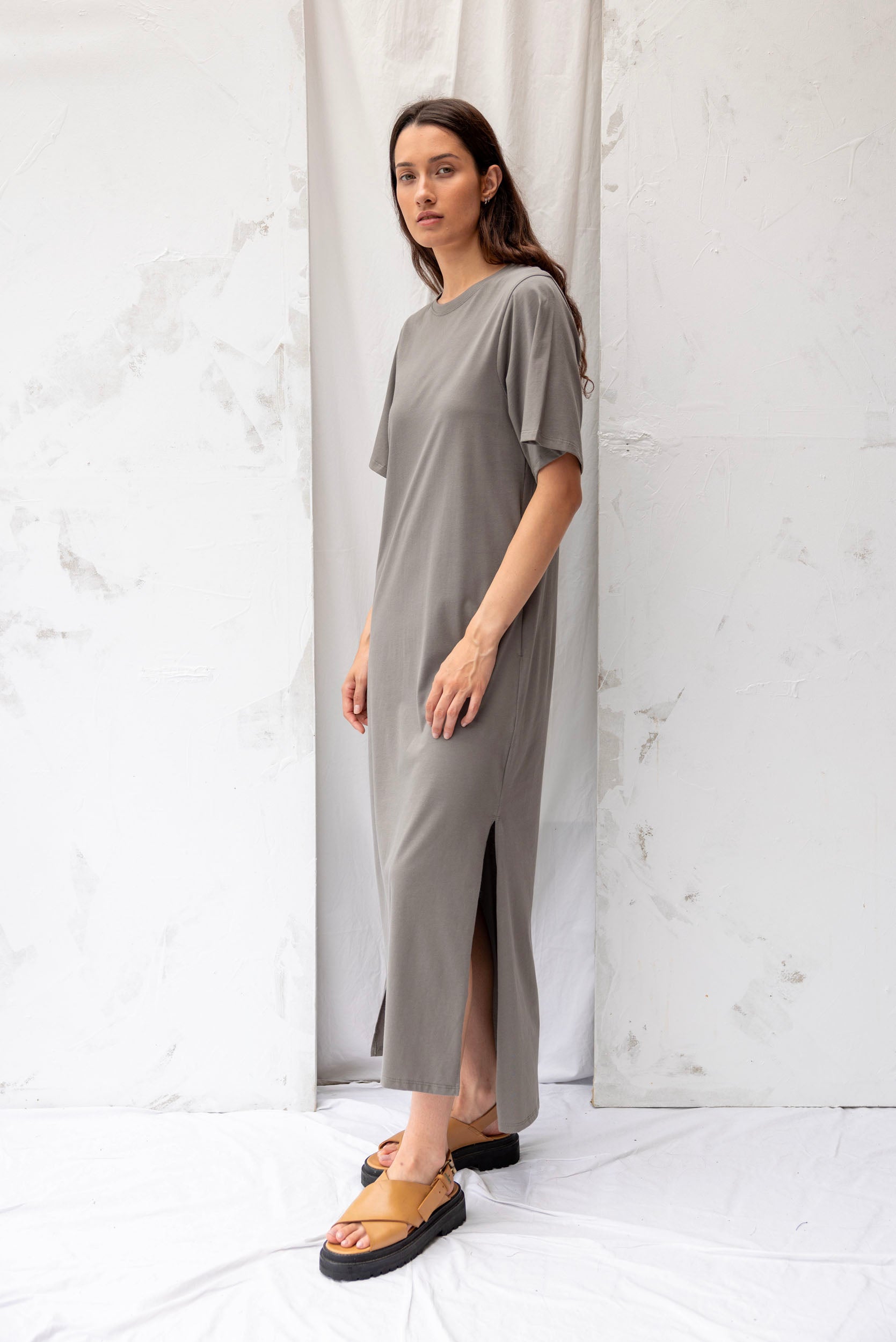 ReCreate-Forage-Dress-Organic-Cotton-Grey-Sage- Front