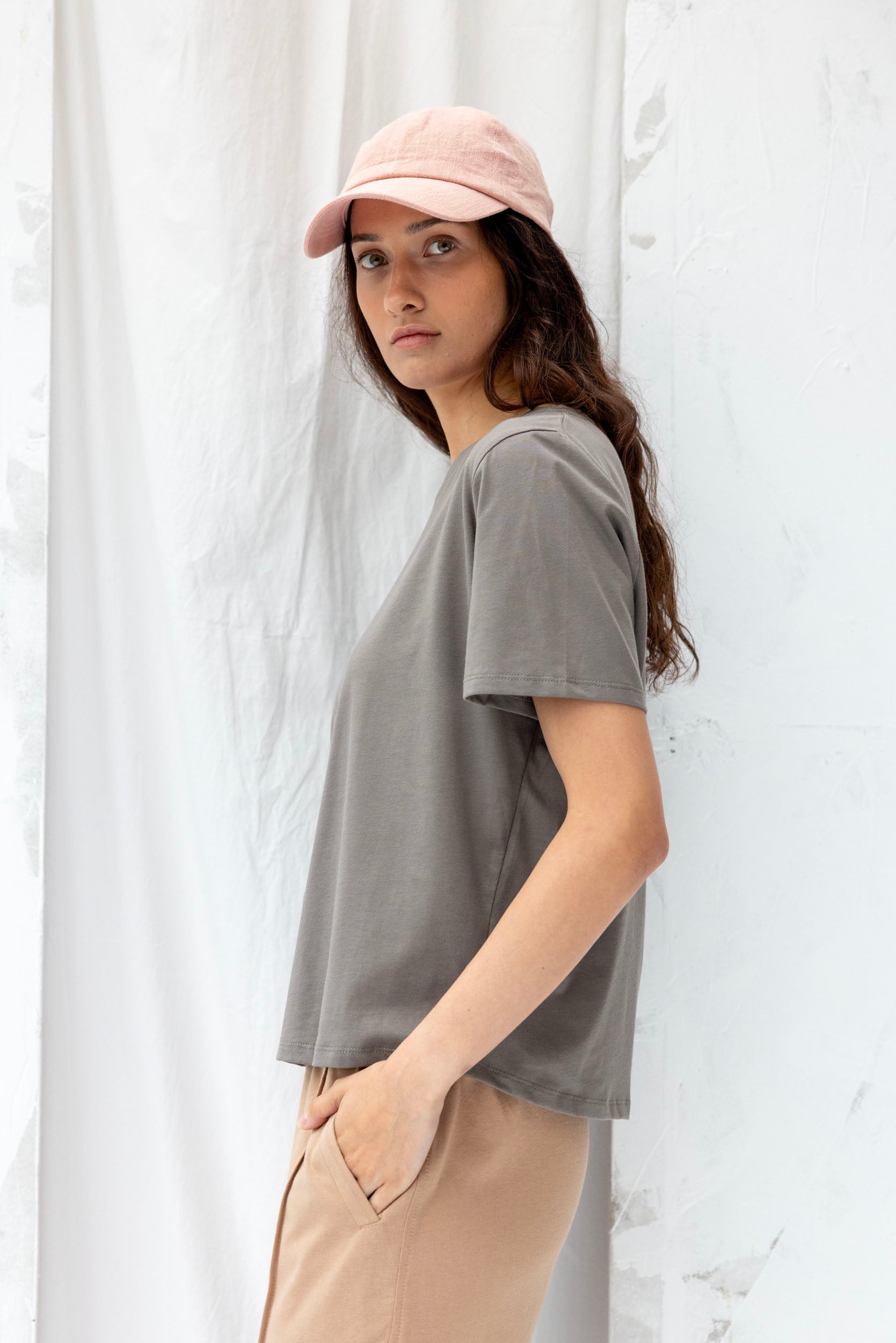 Recreate-Key-Tee-Organic-Cotton-Grey-Sage-Side