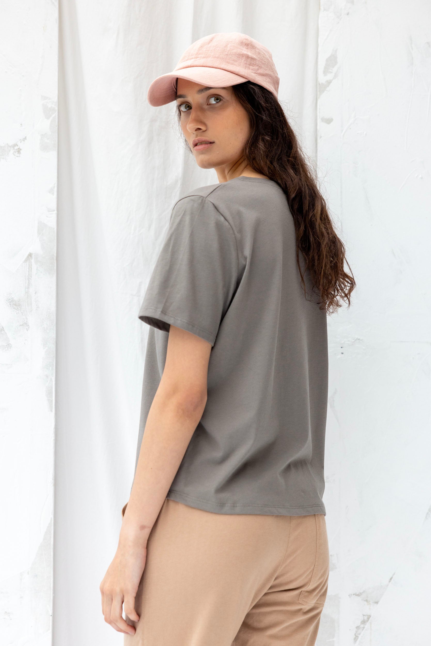 Recreate-Key-Tee-Organic-Cotton-Grey-Sage- Back Side