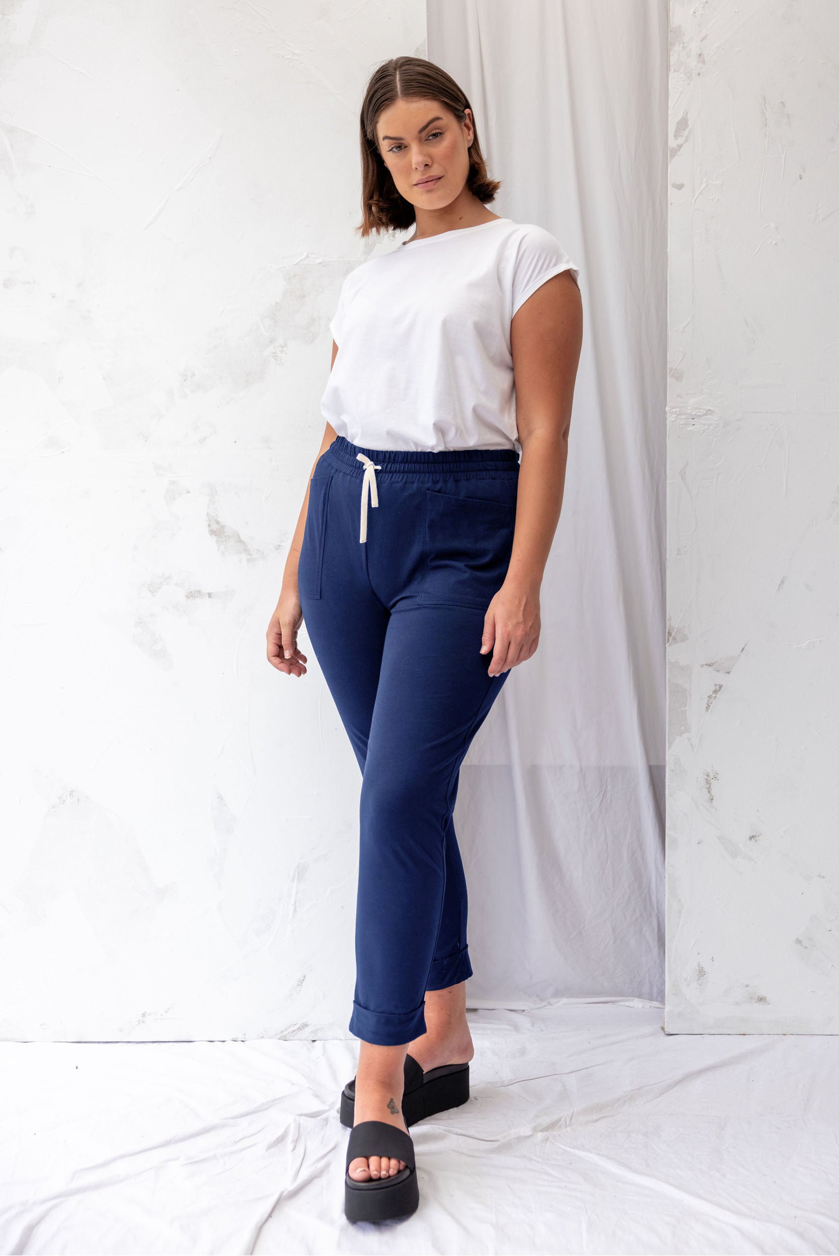 Recreate - Travel Pants in Ink - Front