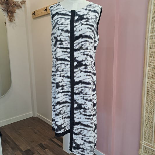 Repertoire - Black White Spatial Print Dress - Size 10