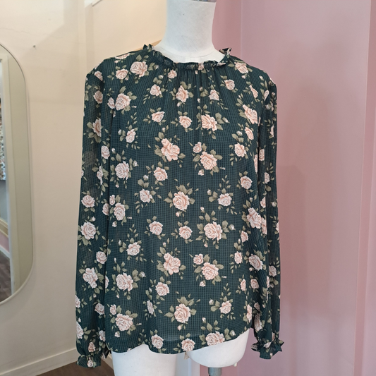 Repertoire - Moss Blouse – Floral Green - Size 8