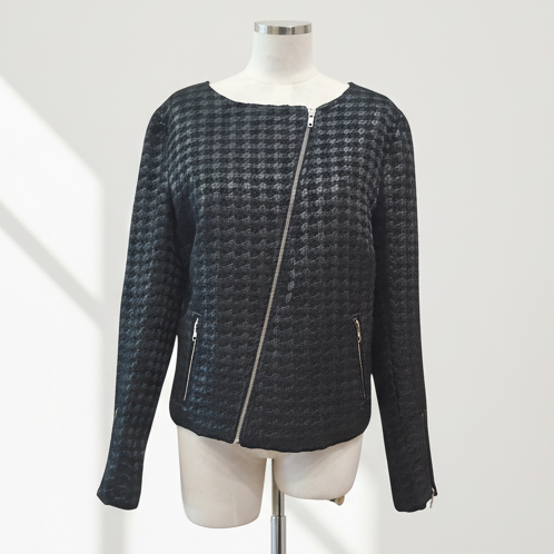 Ricochet - Black On Black Houndstooth Jacket - Size 10