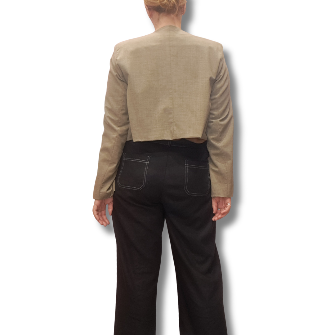 Ricochet - Long Tie Wool Blazer - Back View