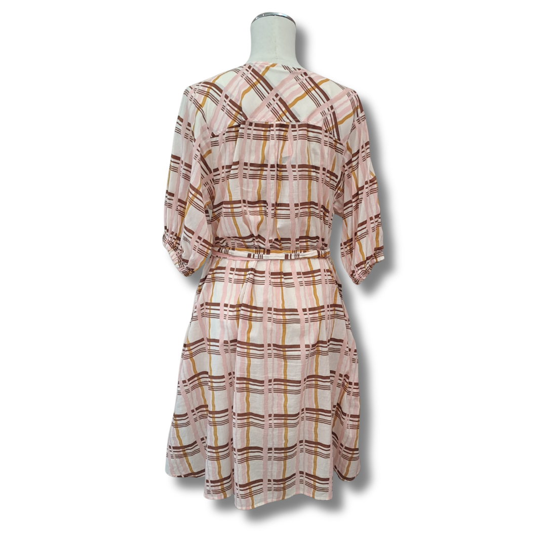 Saba - Plaid Cotton Dress - Back View