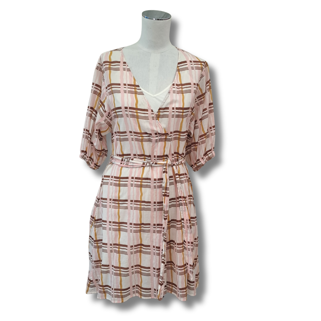 Saba - Plaid Cotton Dress - Front View