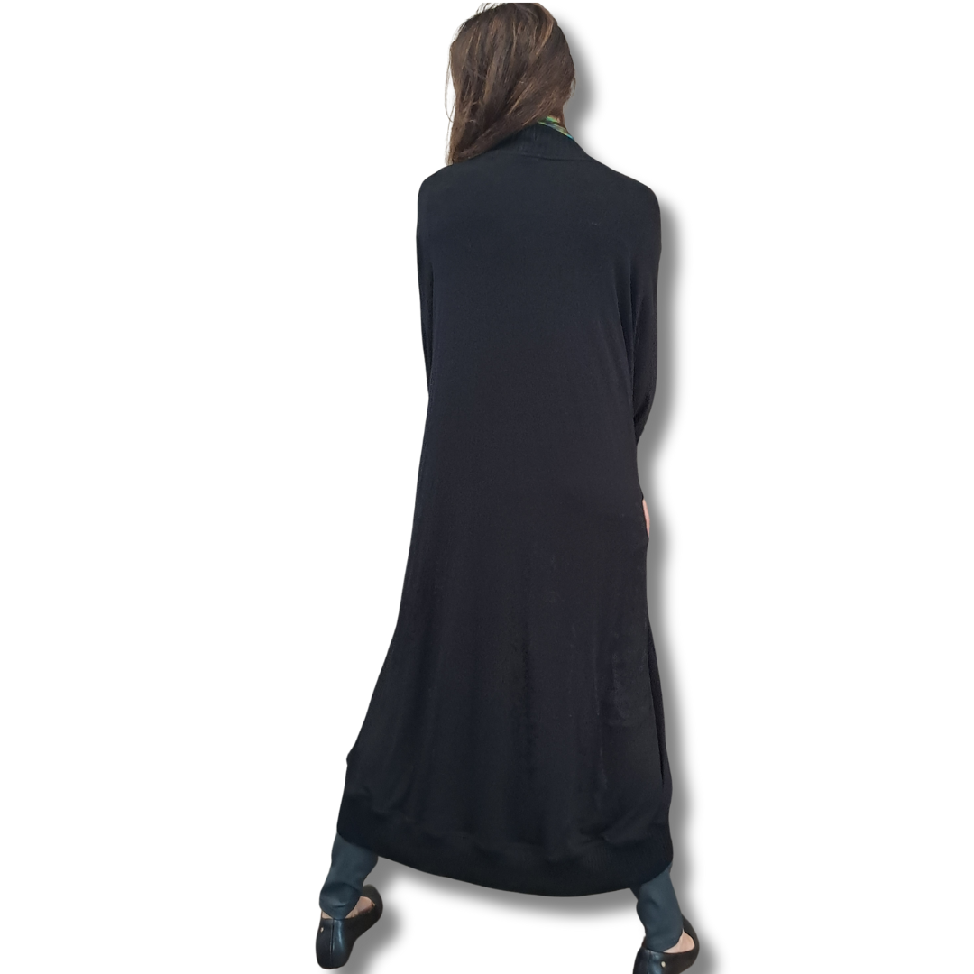 Sabatini - Merino & Leather Trim Cardigan - Back View