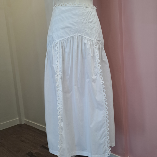 Sandro - Lace Trimmed Poplin Skirt - Size 10  - BNWT