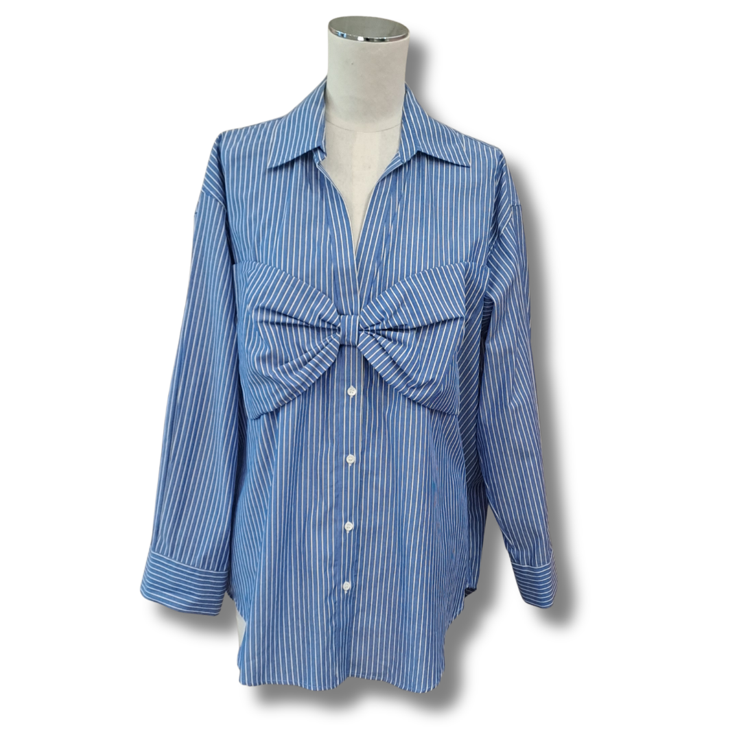 Sandro - Oversized Bow Shirt - Size 6 - Front
