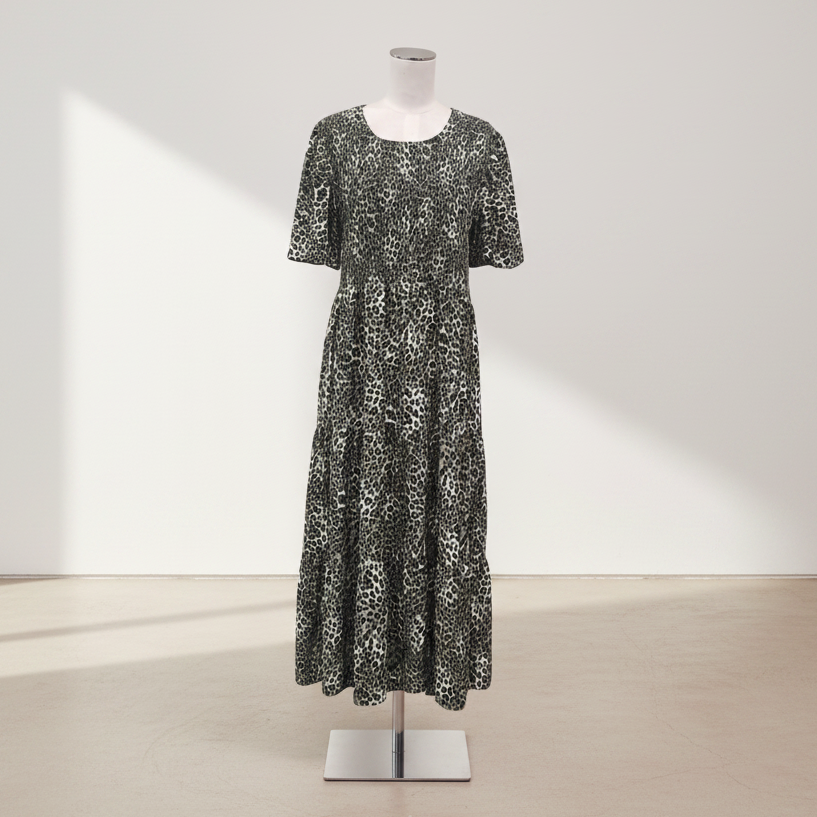 Seeking Lola - Green Leopard Dress - Size 14