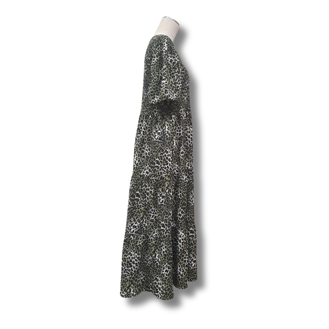 Seeking Lola - Green Leopard Dress - Size 14 - Side