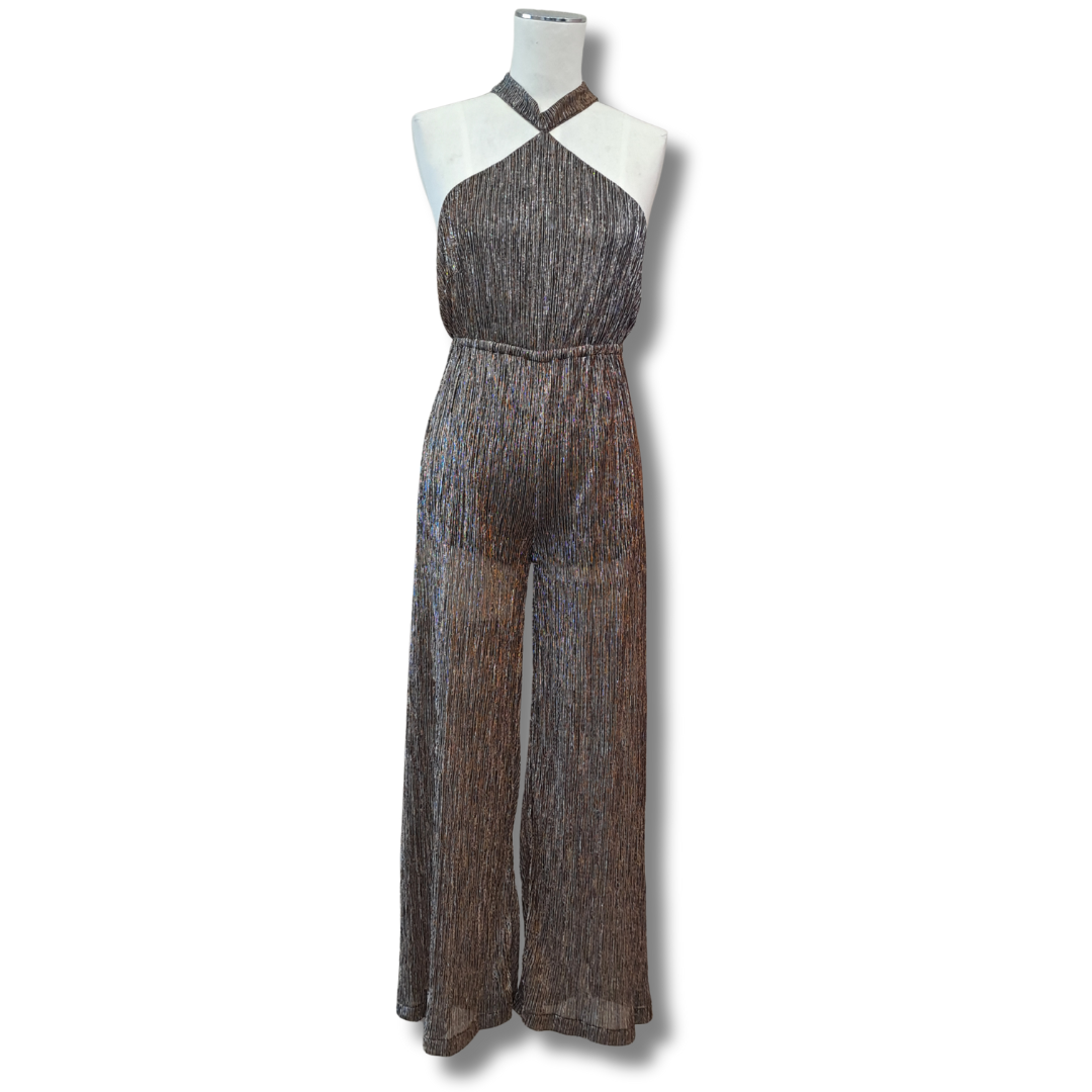 Shakuhachi - Gold Dust Halter Jumpsuit  - Front