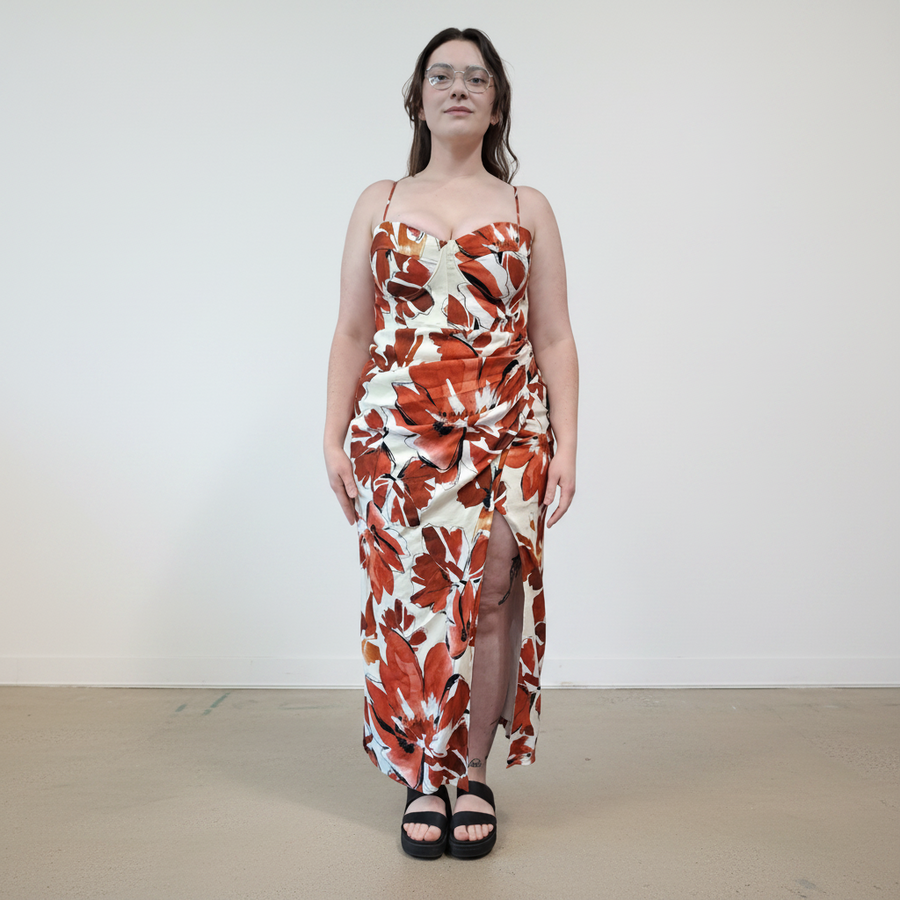 Shona Joy - Bustier Draped Midi Dress - Size 16 - BNWT