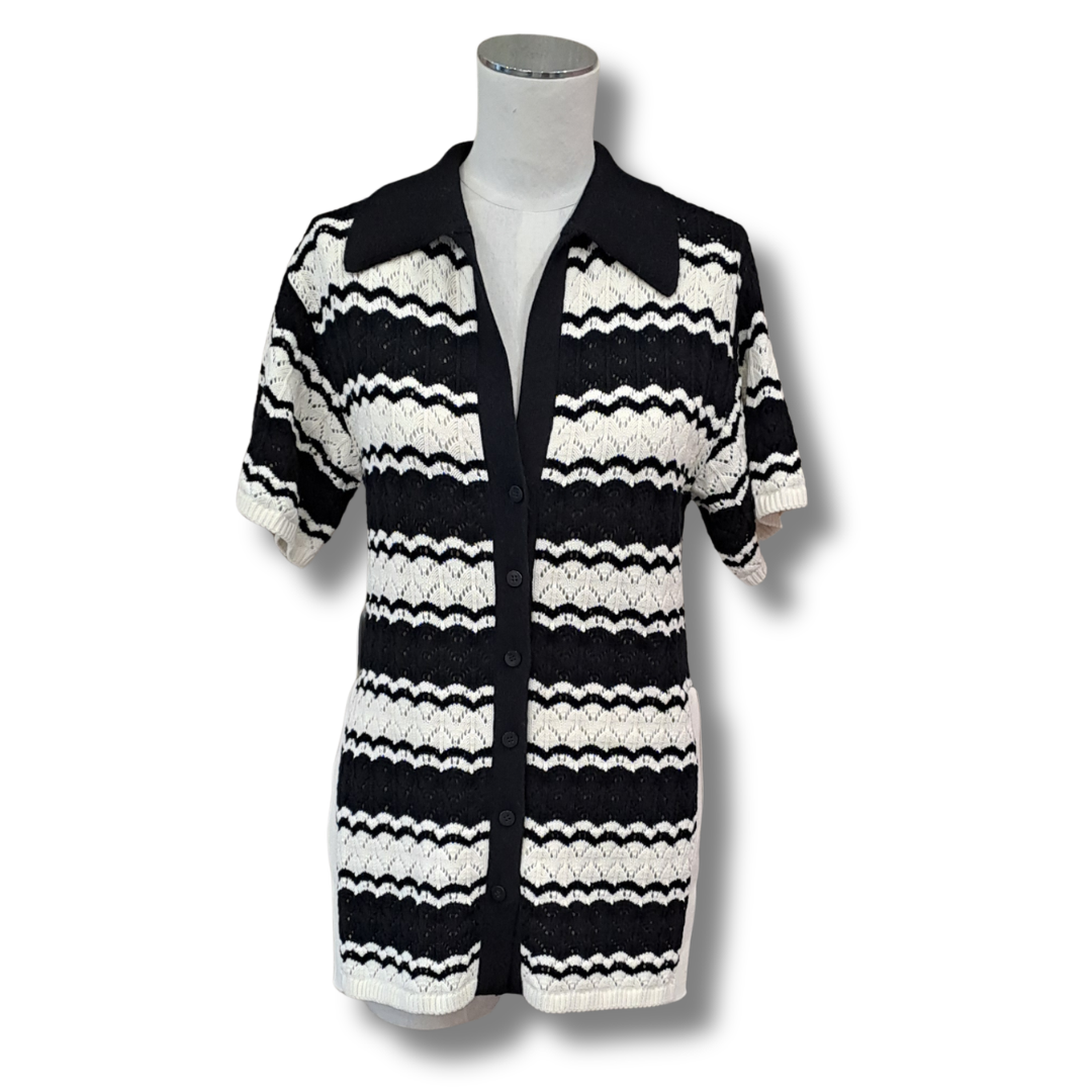 Shona Joy - Ravello Crochet Relaxed Shirt - Size XS - Top View