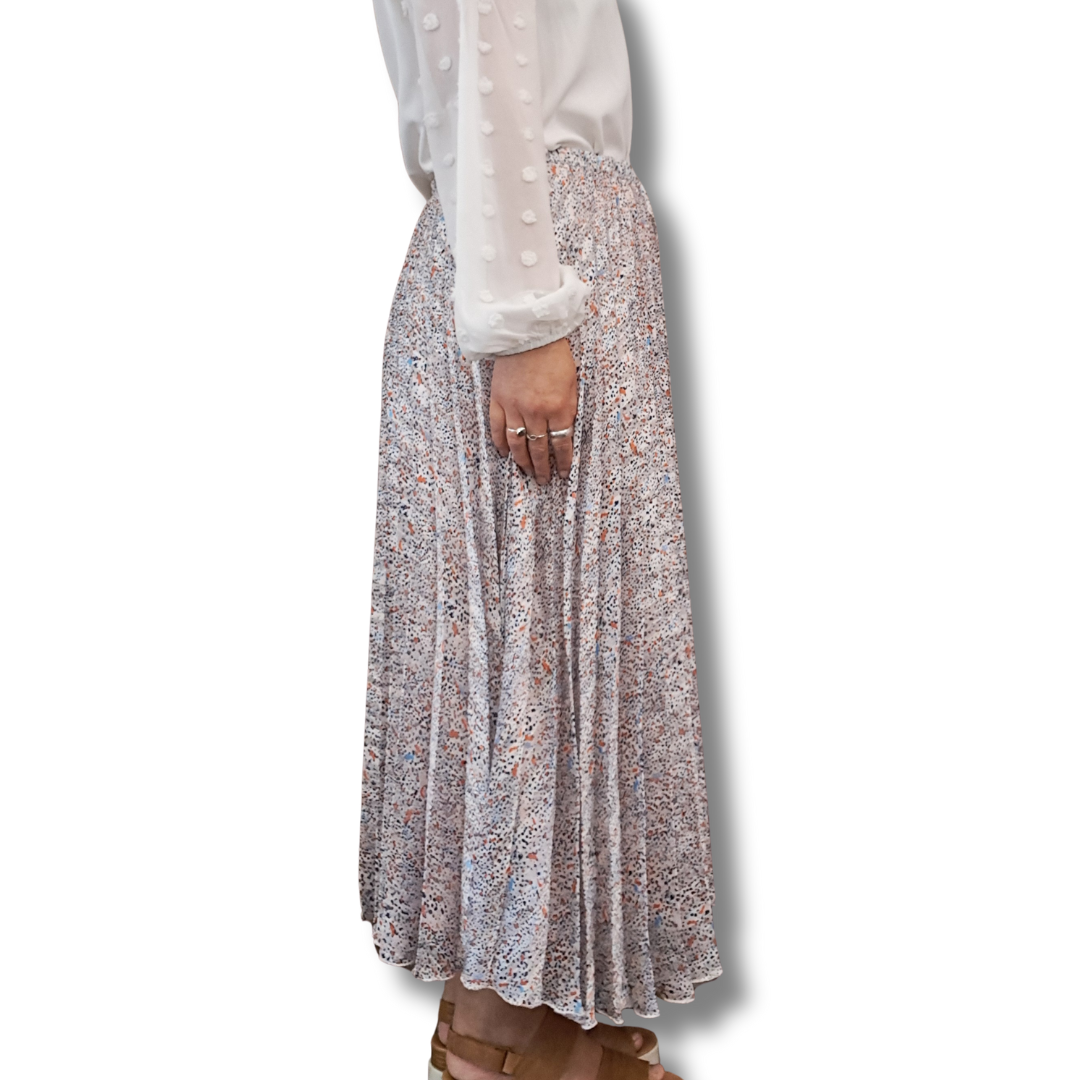 Sills - Pink Leopard Pleat Skirt - Size 14 - Side