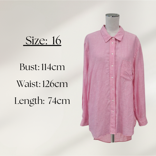 Country Road - Organic French Linen Shirt - Size 16
