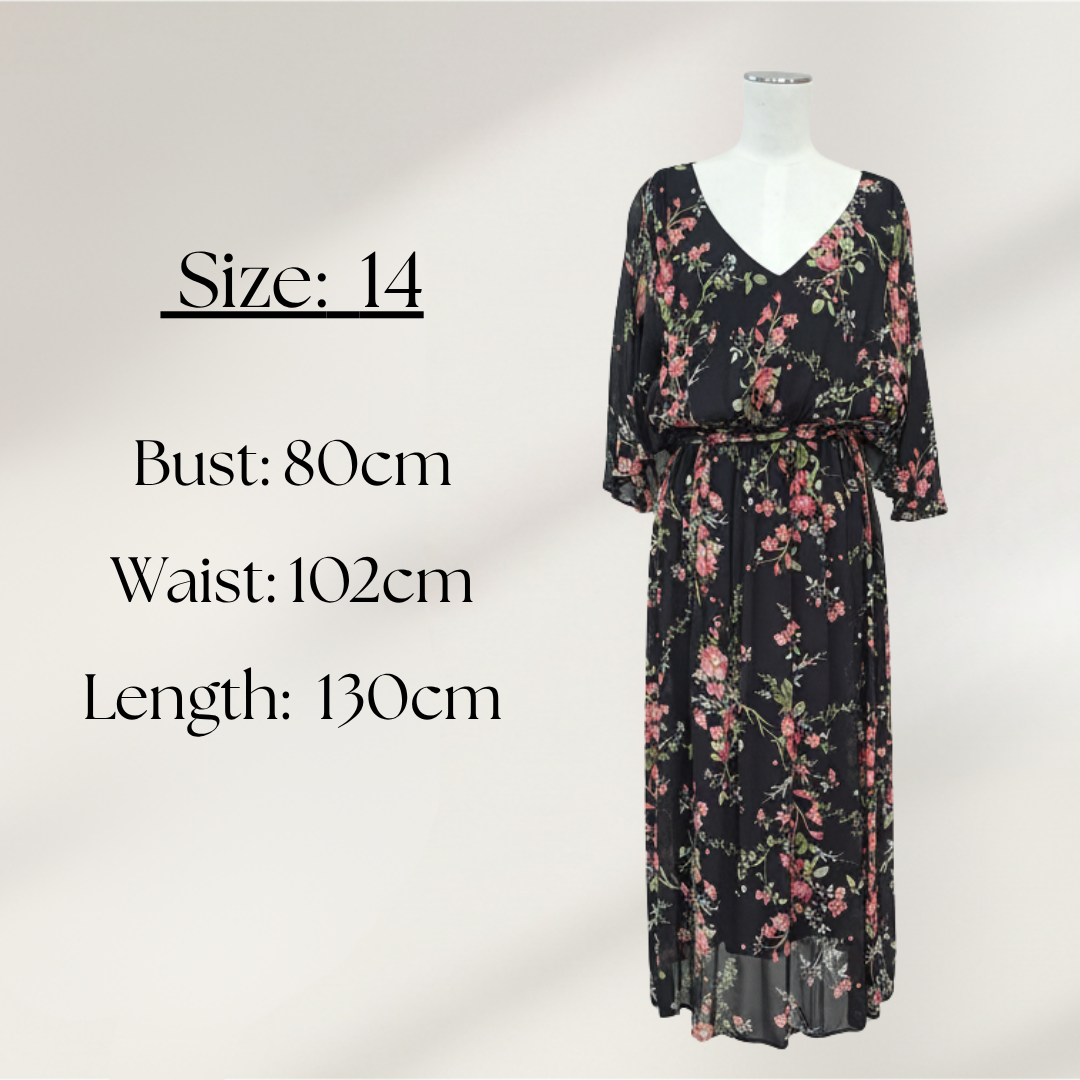Max - V Neck Flutter Sleeve Dress - Size 14 - BNWT