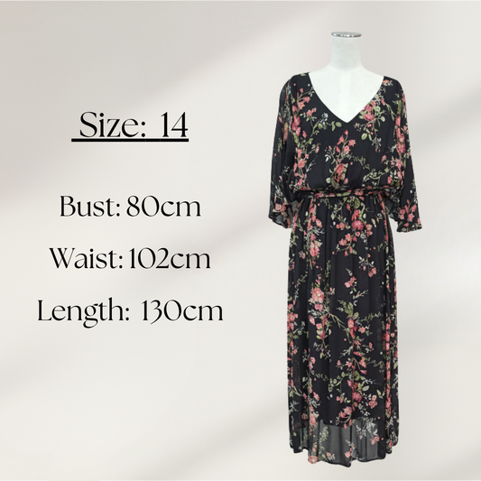 Max - V Neck Flutter Sleeve Dress - Size 14 - BNWT