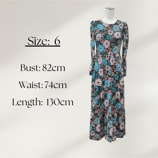 Oliver Bonas - Floral Knit Maxi Dress - Size 6