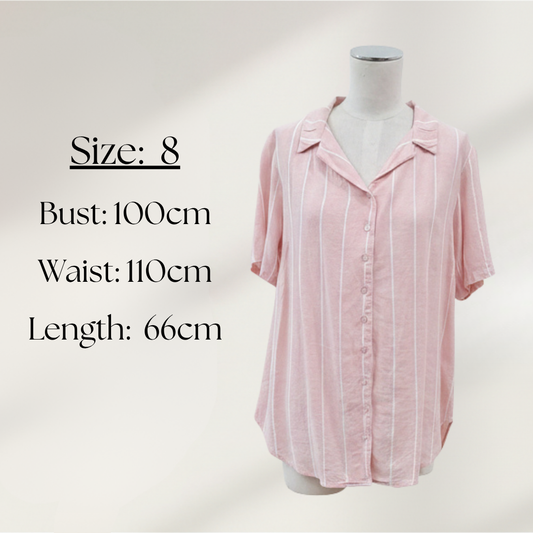 Blak - Stripe Linen Shirt - Size 8