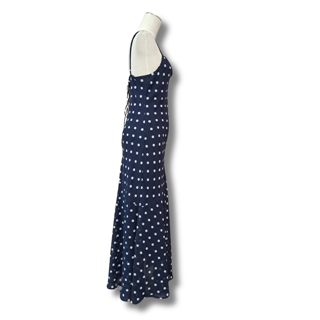 Stories Be Told - Reign Navy Polka Dot Maxi - Size 10 - Side