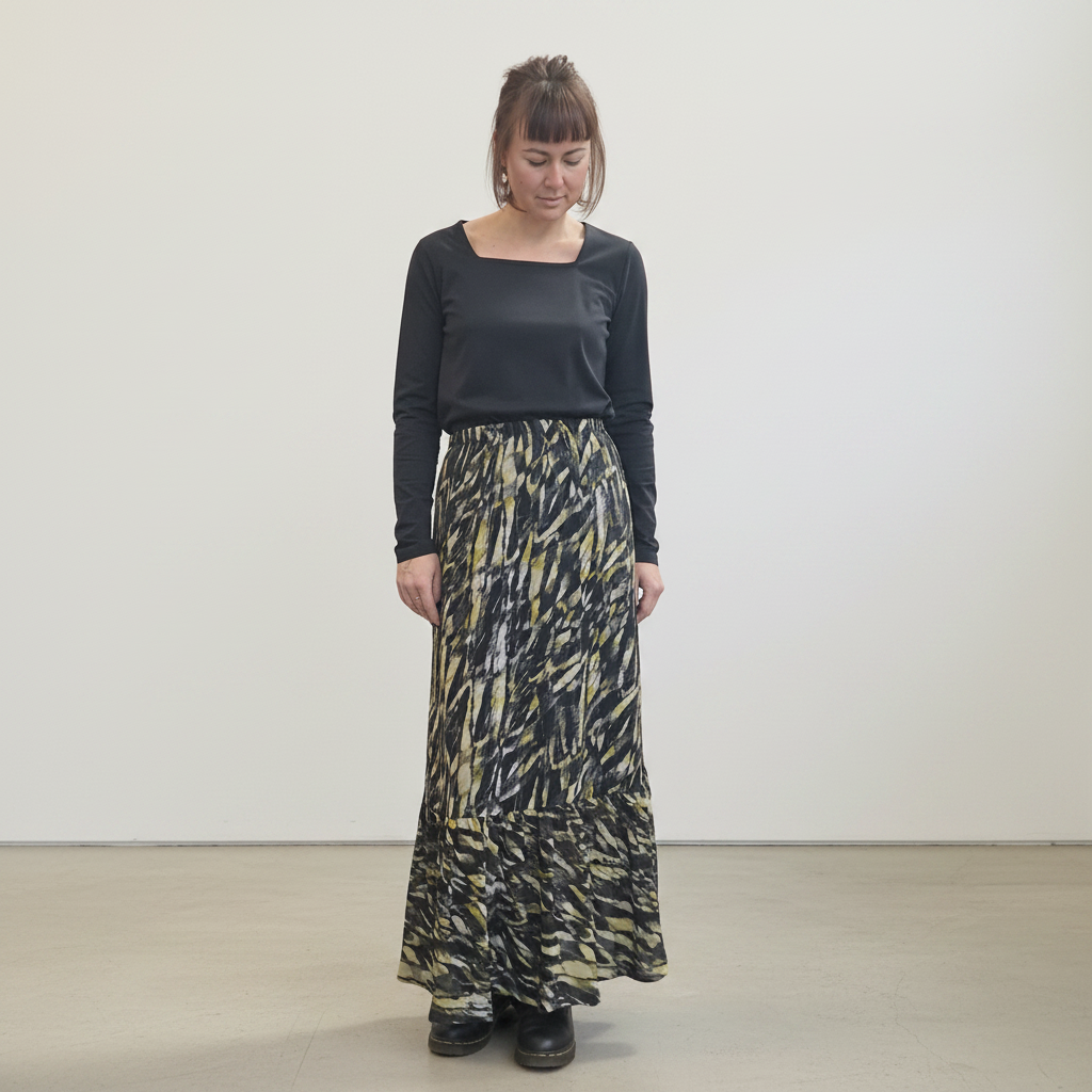 Storm - Silk Print Maxi Skirt - Size 6 - Front