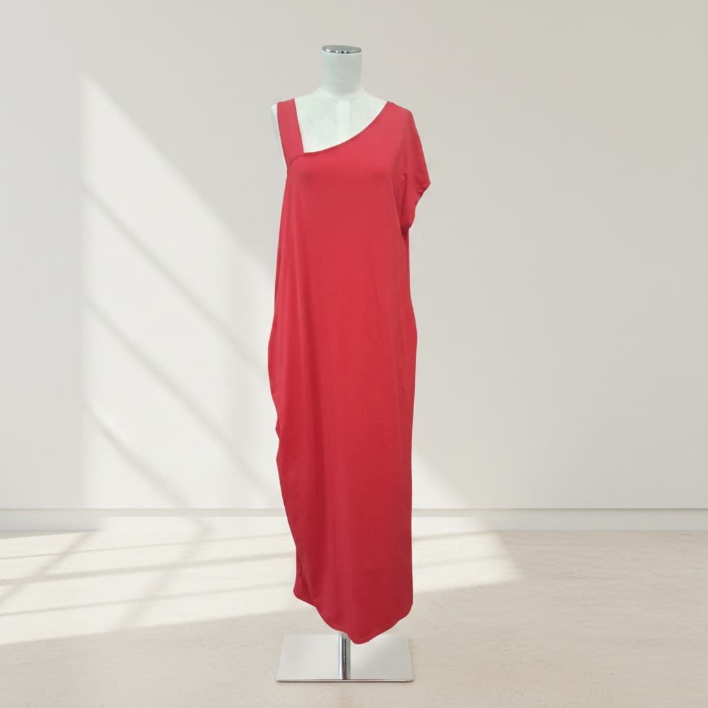 Sun Sun 1982 - Red Cotton Maxi Dress - Size M/L - Front