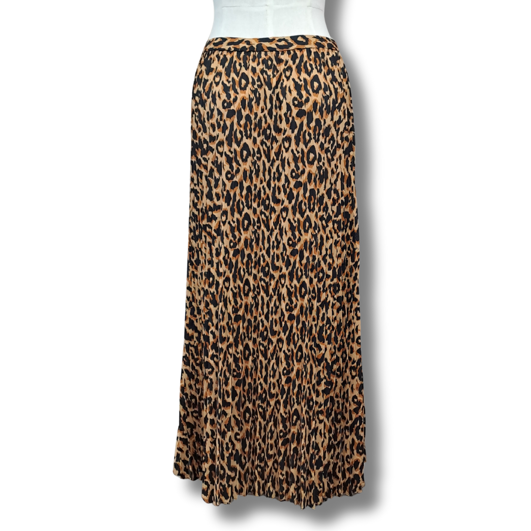Superette - Leopard Print Pleat Skirt - Back View