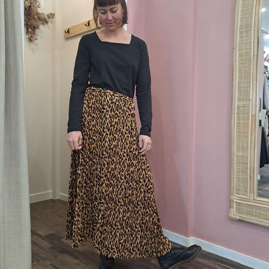 Superette - Leopard Print Pleat Skirt - Size 8