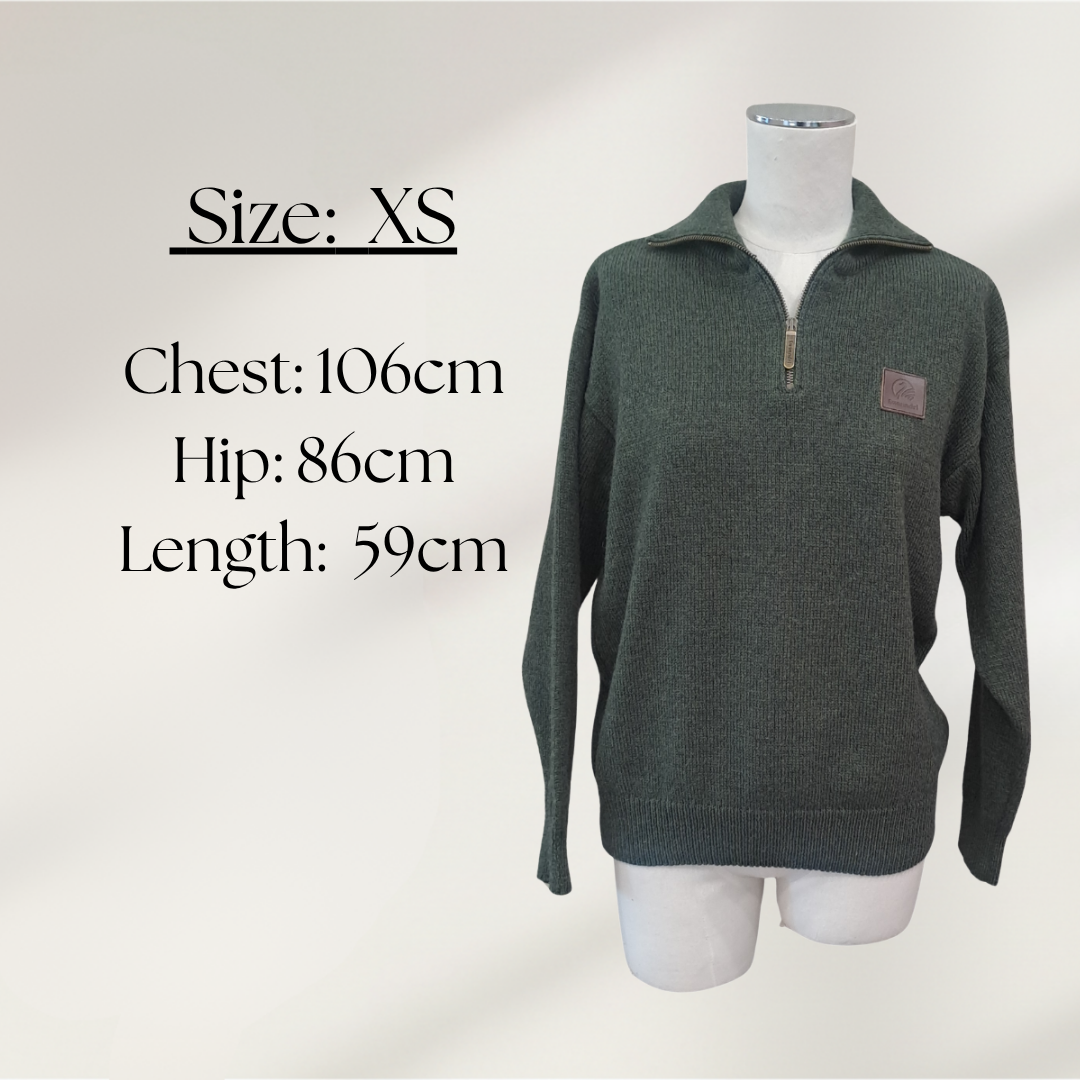 Swanndri - Mariner Zip Neck Sweater - Size XS - SIze Chart