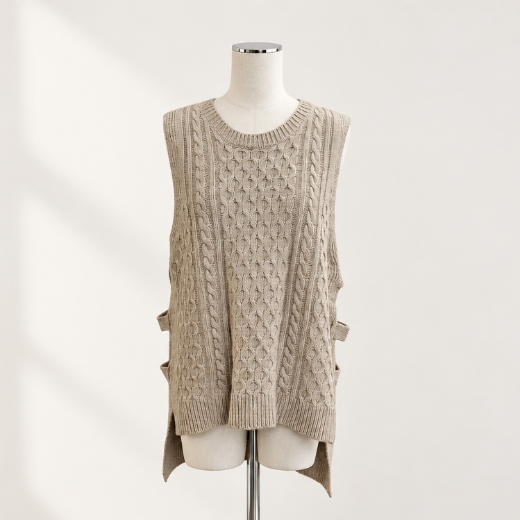 T.H Company - Wool Blend Knit Vest - Free Size