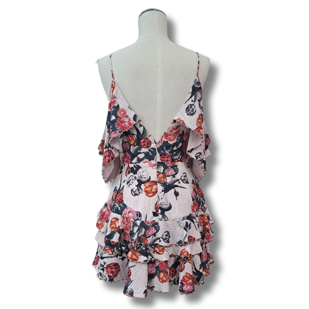 Talulah - Rose Quartz Ruffle Mini Dress - Back View