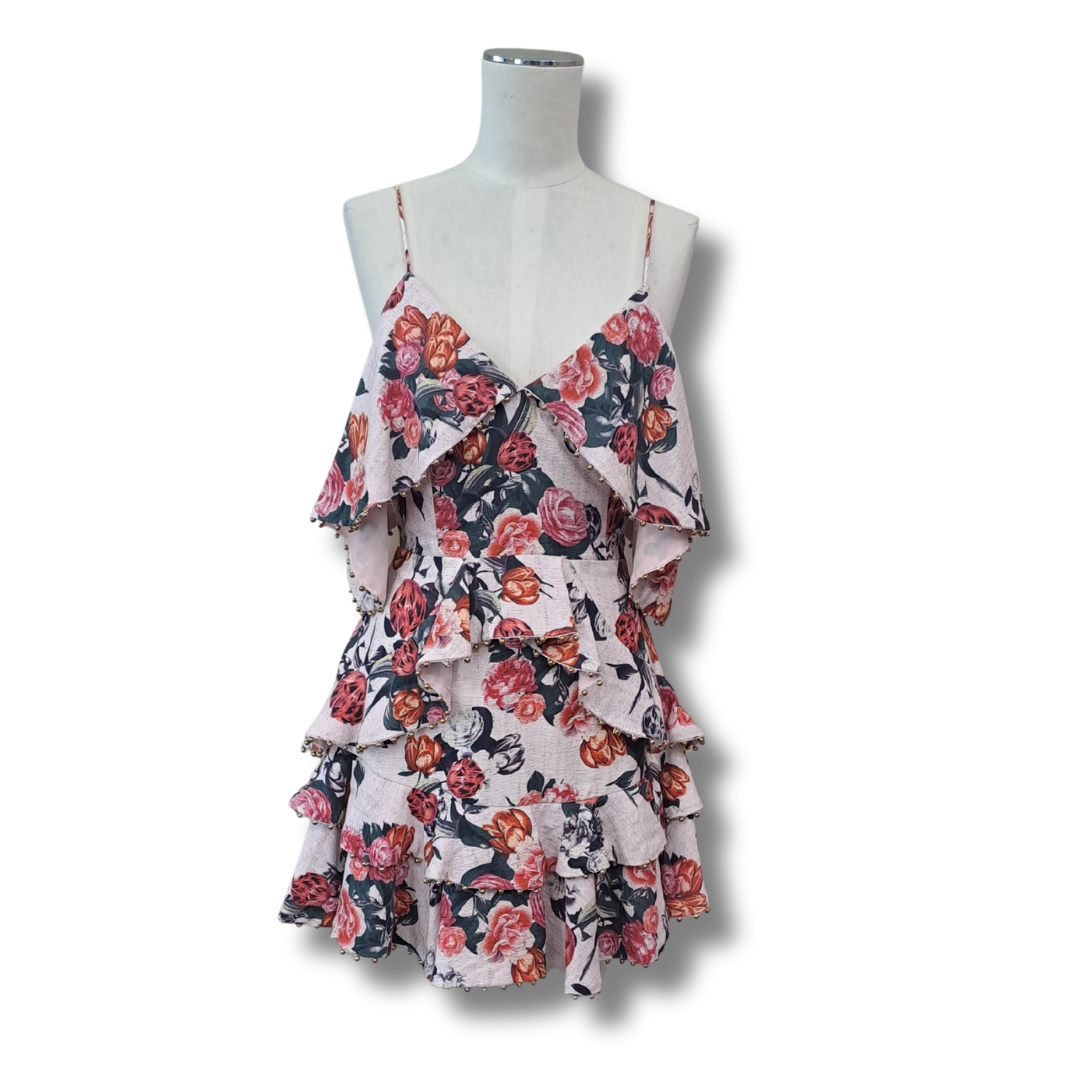 Talulah - Rose Quartz Ruffle Mini Dress - Front View