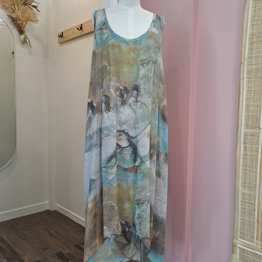 The Carpenters Daughter - Linen Dancer Print Dress - Size 1 (16)