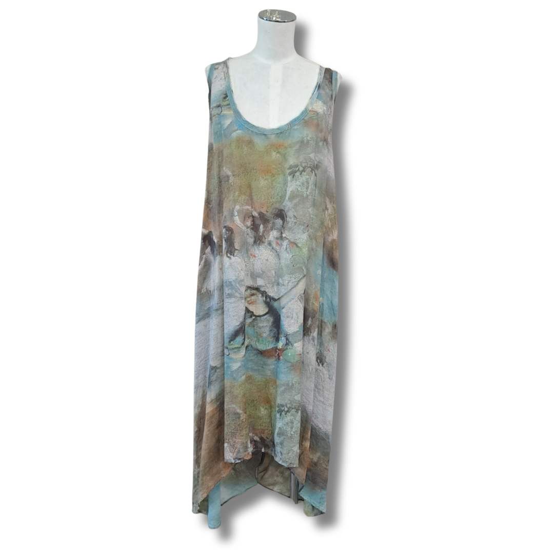 The Carpenters Daughter - Linen Dancer Print Dress - Size 1 (16) - Front