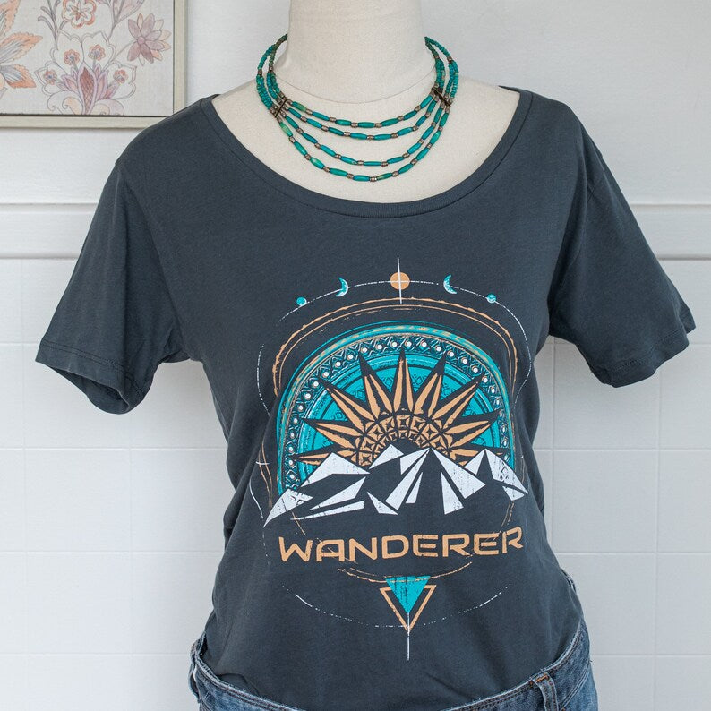 The Heart Love Co - Organic Cotton Wanderer 2 Tee Front Chracoal