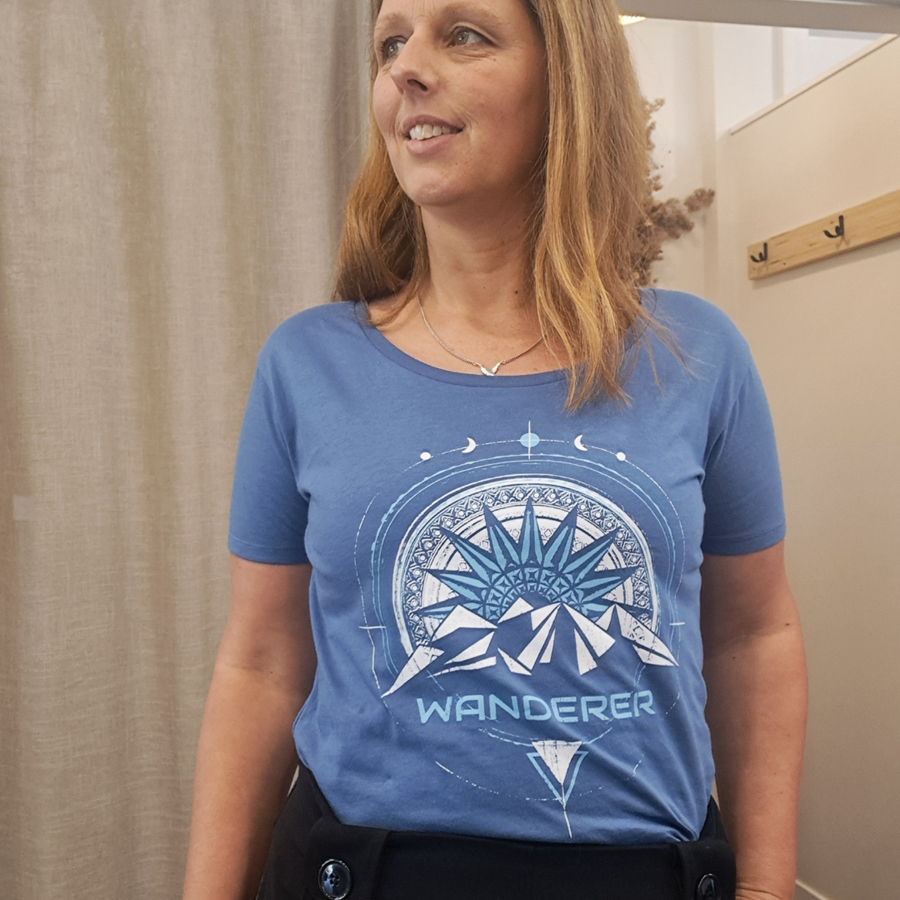The Heart Love Co - Organic Cotton Blue Wanderer Tee - Size S