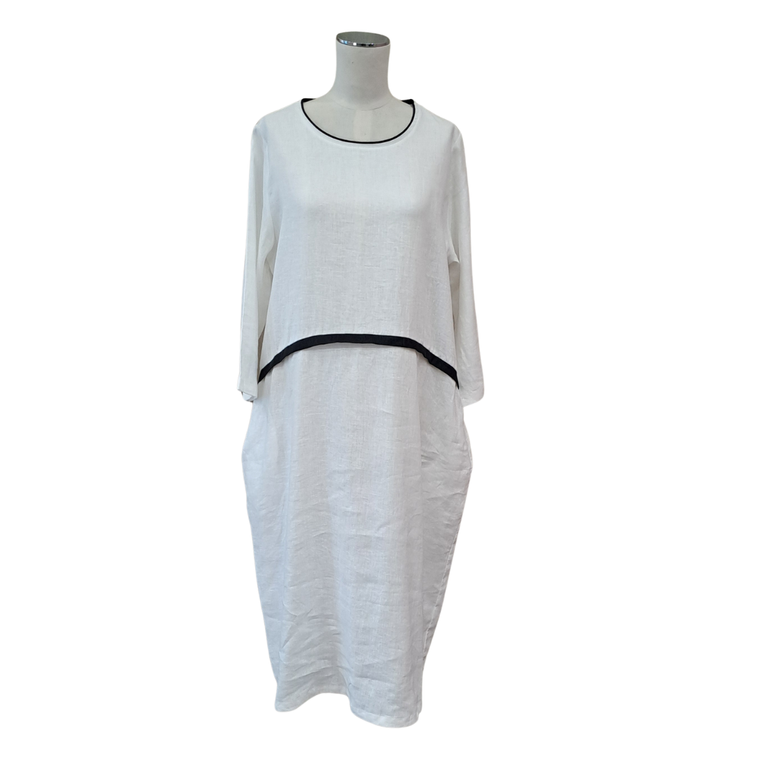 Tirelli - Contrast Trim Ovoid Dress - Size S