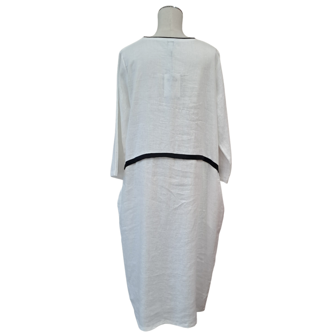 Tirelli - Contrast Trim Ovoid Dress - Size S - Back