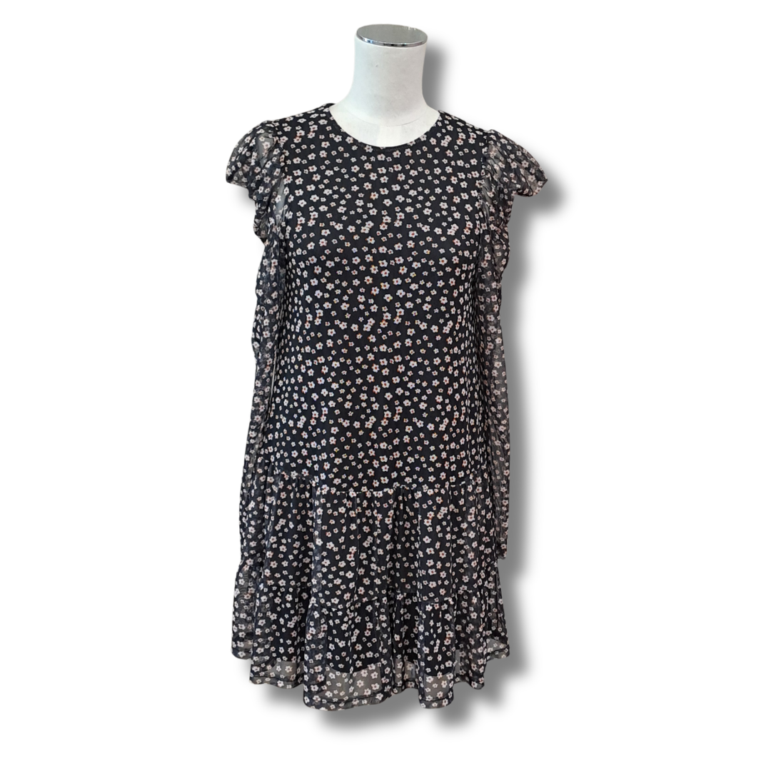 Topshop - Floral Mesh Mini Dress - Size 10 - Front