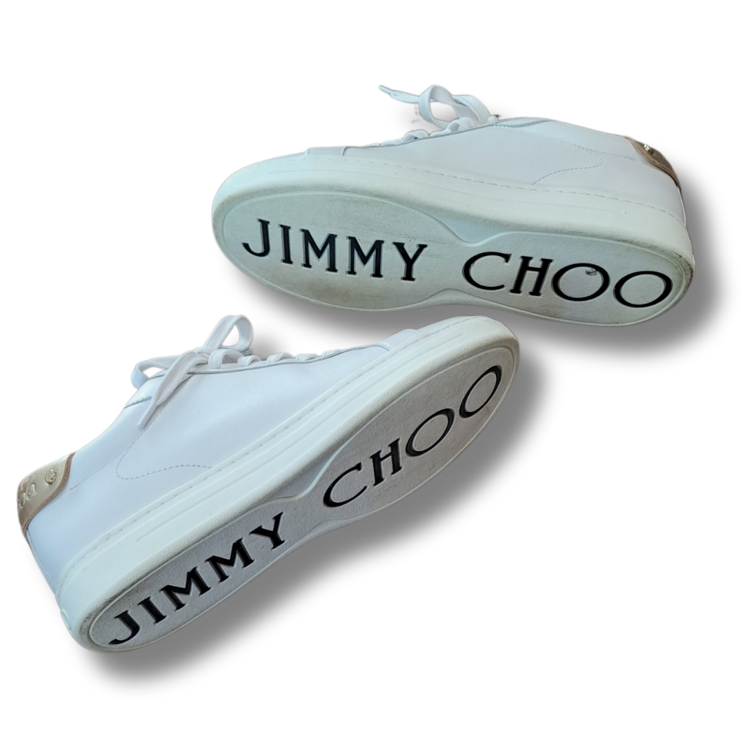 Jimmy Choo Rome Metallic Rim Leather Shoes Size 39.5 August