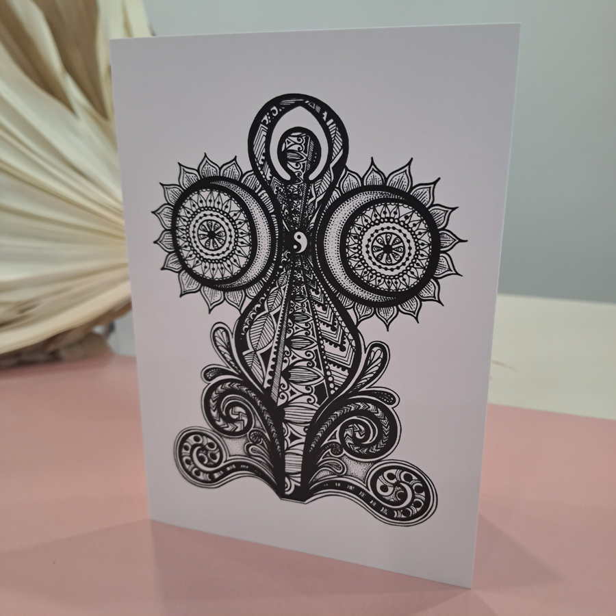 Lizzy McNaught Art - Black & White Goddess-  Greeting Card