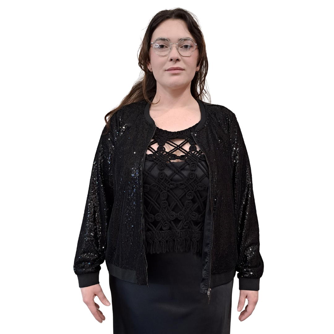 Virtuelle - Sequin Bomber Jacket - Front View