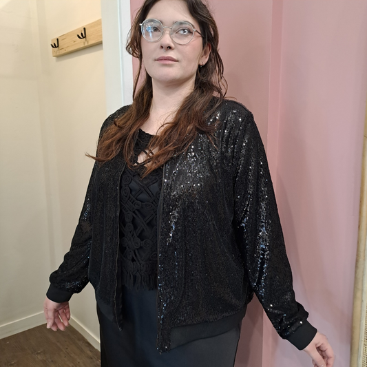Virtuelle - Sequin Bomber Jacket - Size 18
