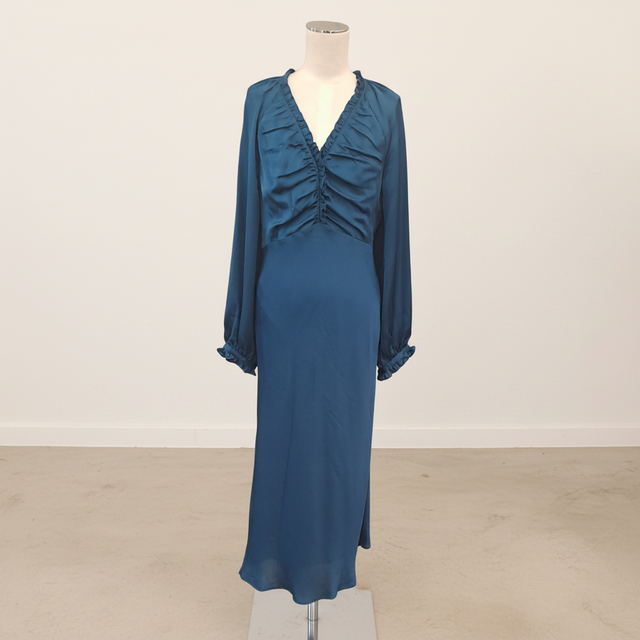 Whistles - Teal Aurora Satin Midi Dress - Size 12