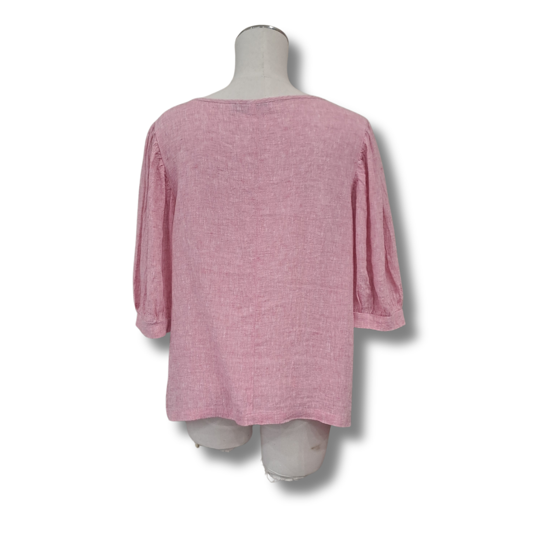 Whitemouse - Pink Linen Top - Size 16 - Back