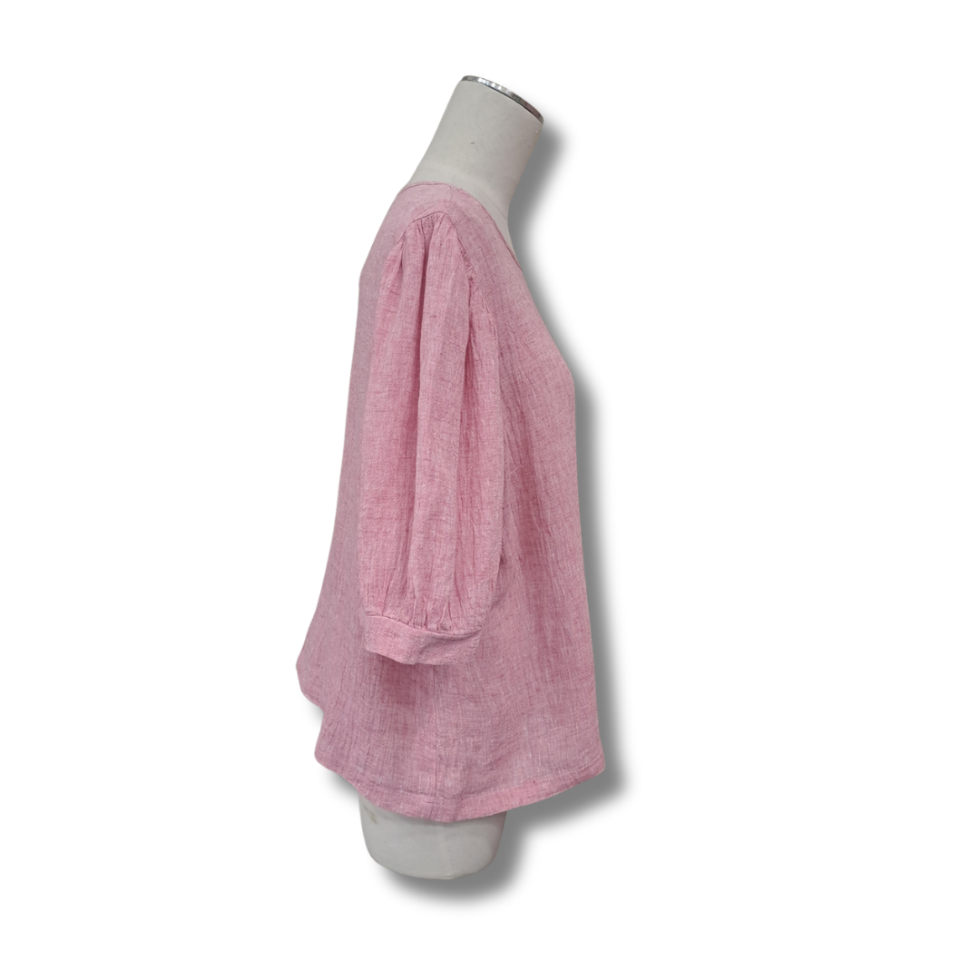 Whitemouse - Pink Linen Top - Size 16 - Side